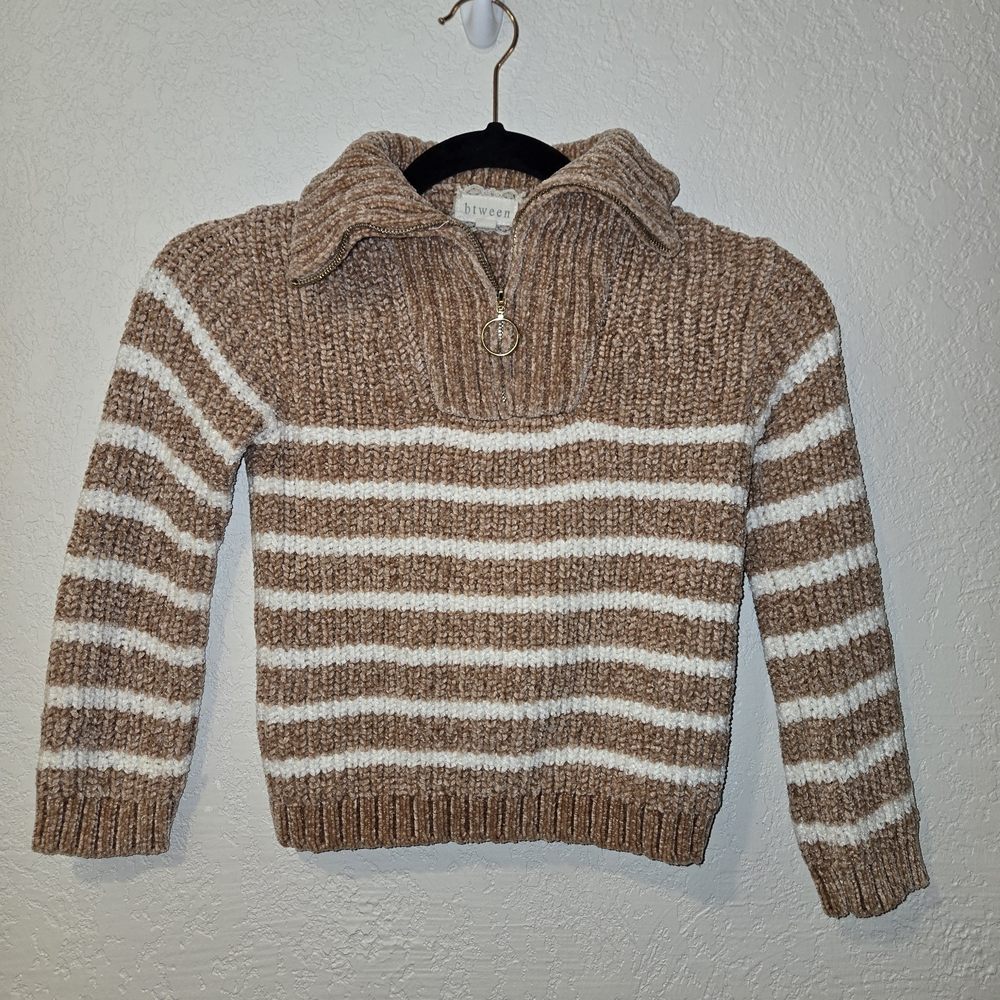 Striped Brown and White Sweater Kids Size 10